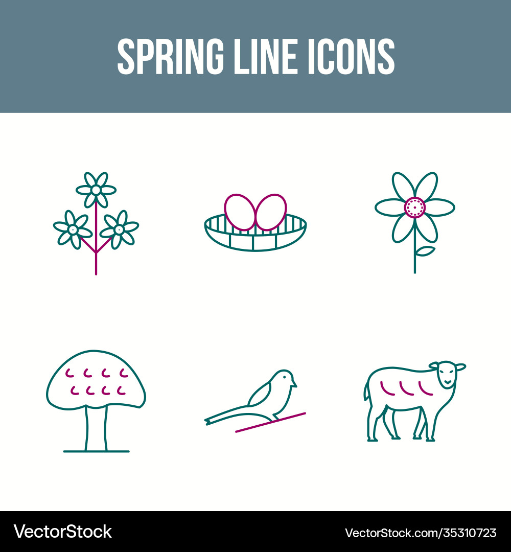 Spring line icon set vector image