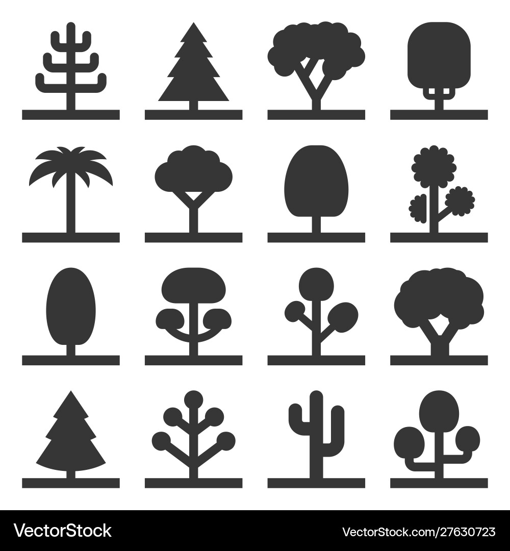 Tree icons set on white background vector image