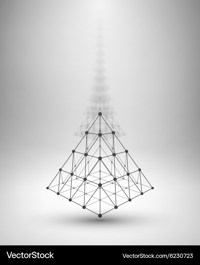 Wireframe shape pyramid with connected lines Vector Image