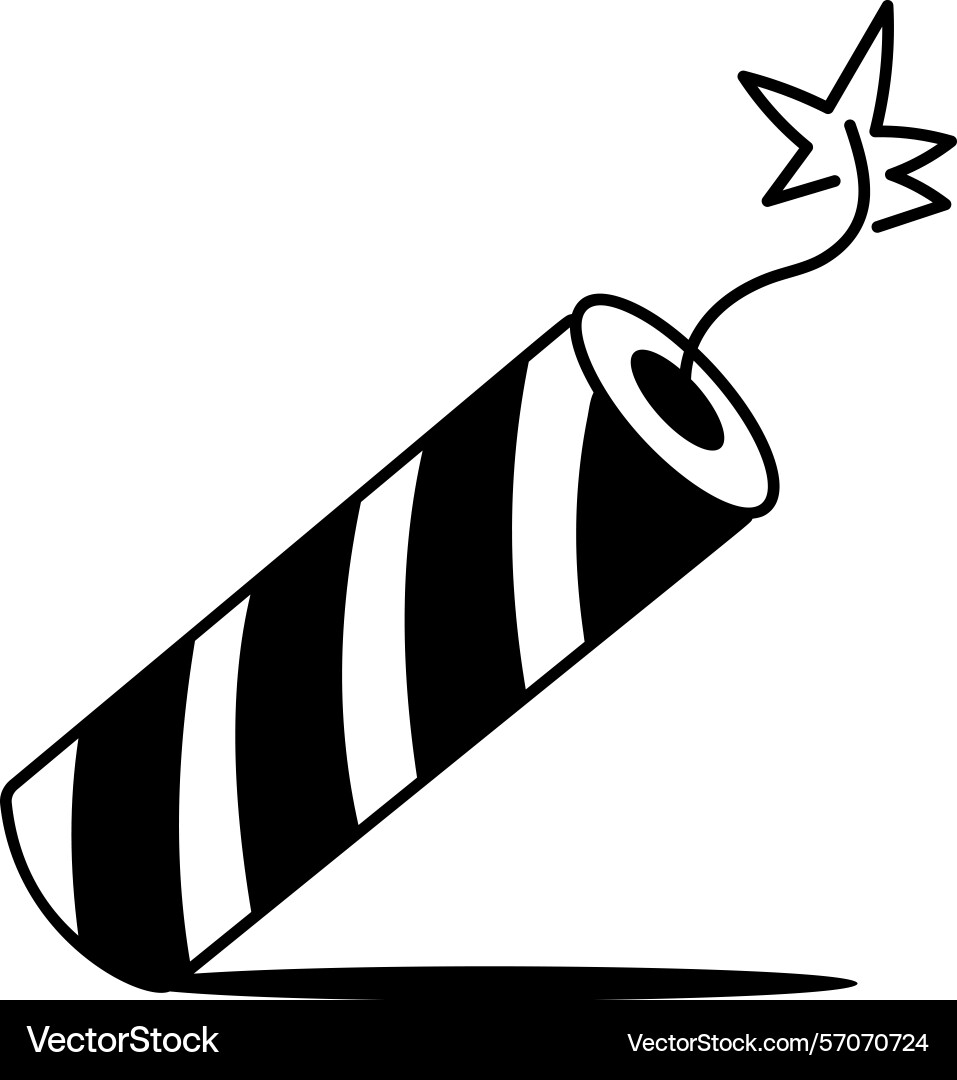 A sketchy style icon showing firecracker Vector Image