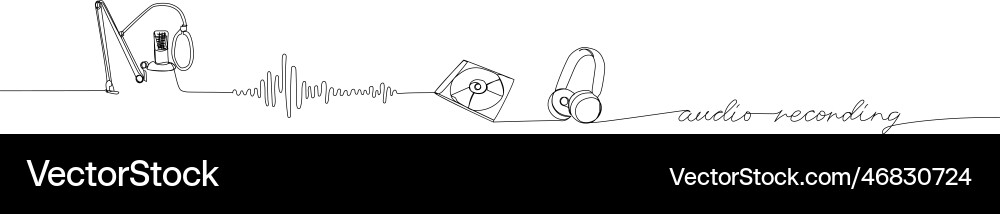Audio recording set one line art continuous Audio recording set one line art continuous vector image