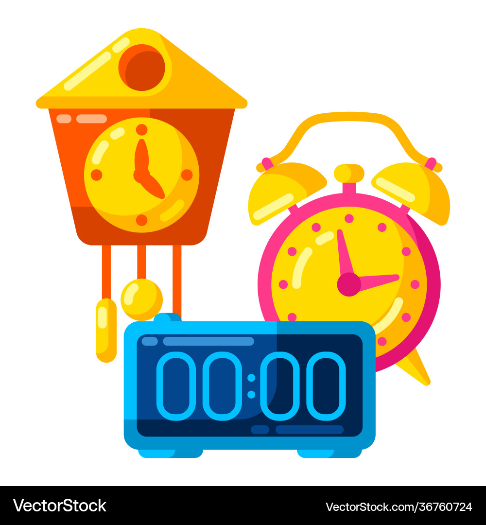 Background with different clocks stylized icons Background with different clocks stylized icons vector image