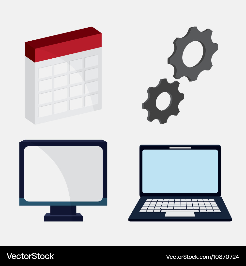 Big data center base and web hosting icon set Vector Image