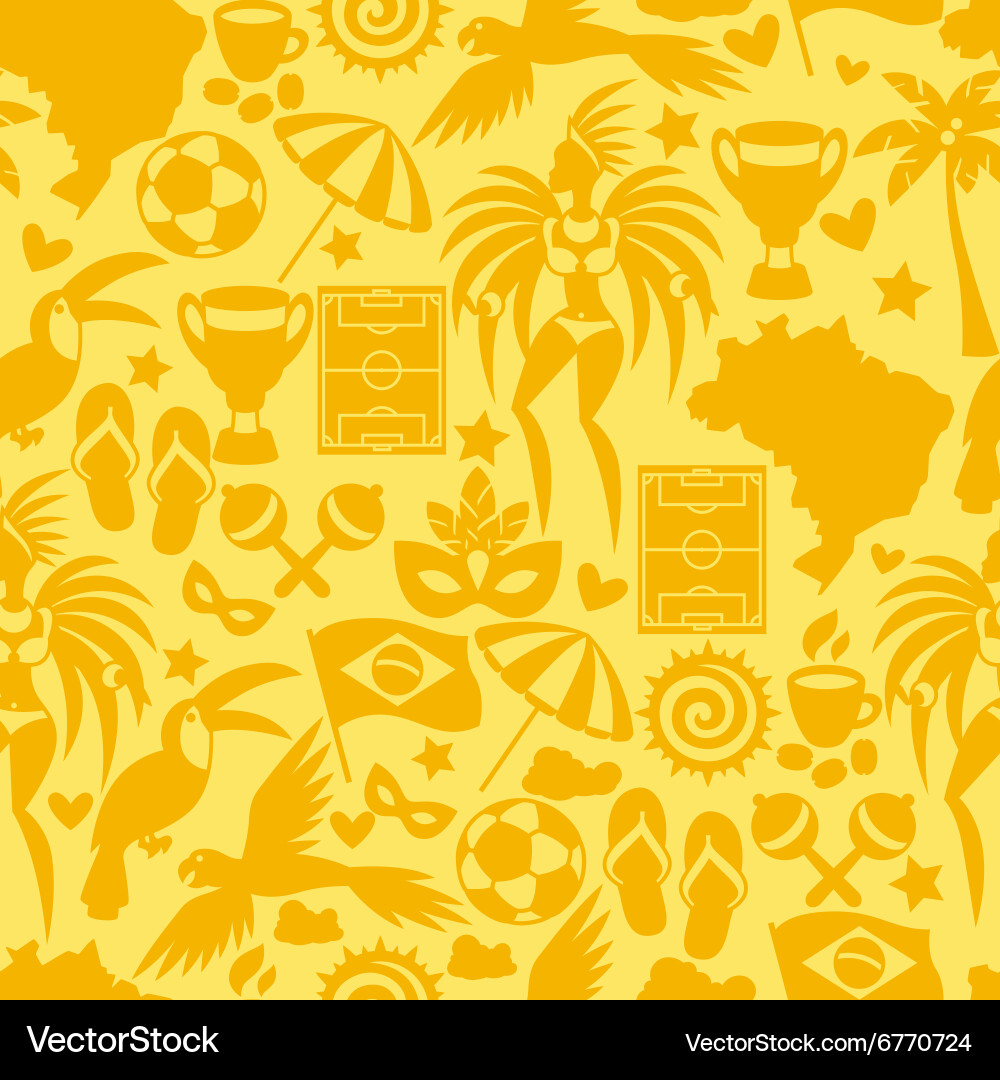 Brazil seamless pattern with stylized objects vector image
