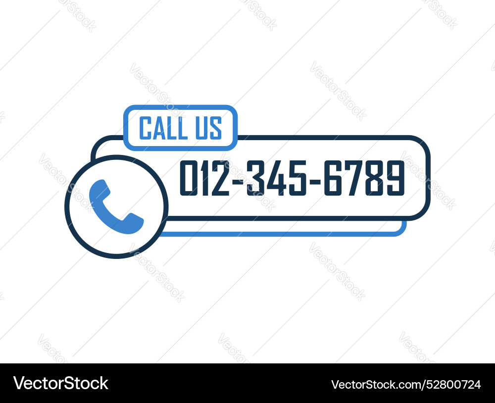Call us button icon in flat style phone number Call us button icon in flat style phone number Vector Image