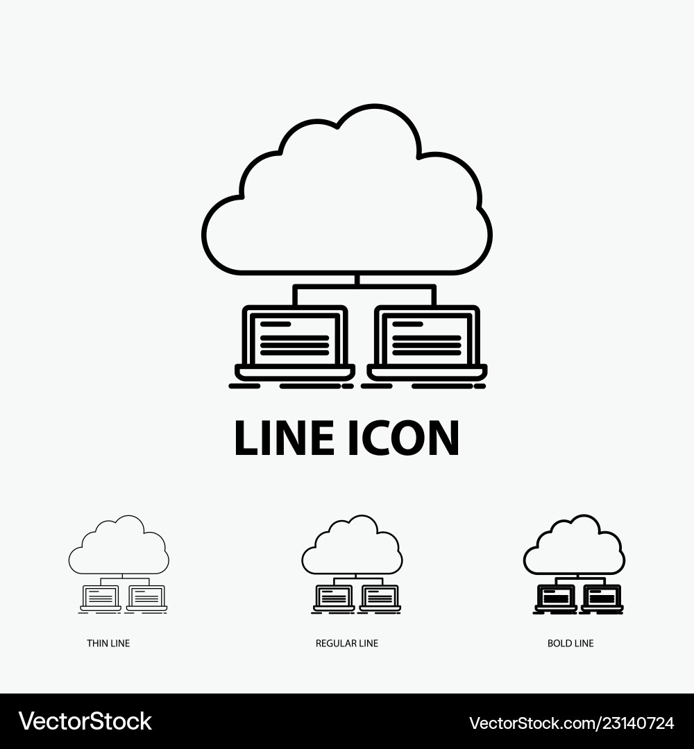 Cloud network server internet data icon in thin Cloud network server internet data icon in thin Vector Image