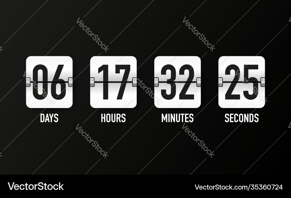 Countdown timer clock counter mechanical vector image