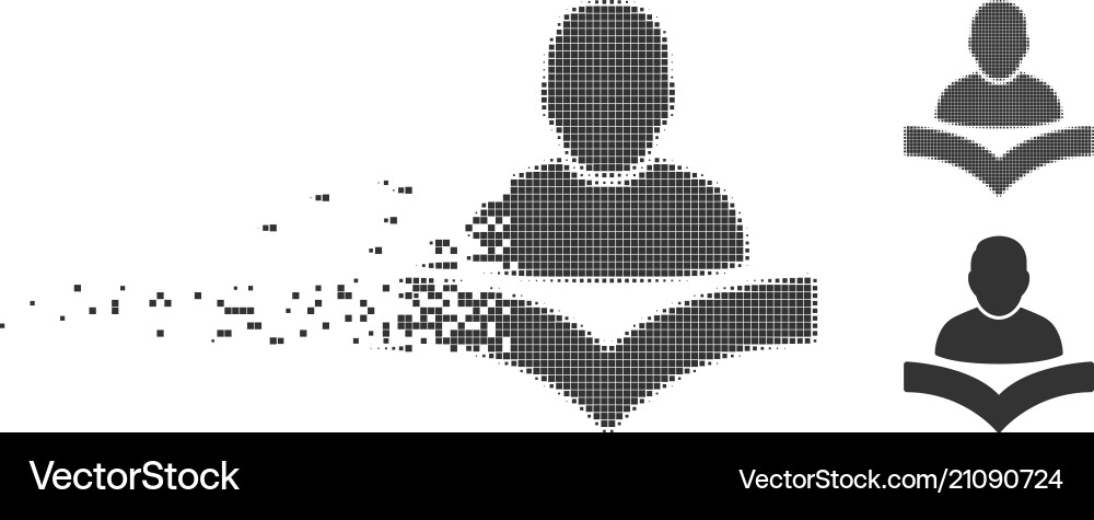 Dissolved pixel halftone reader boy icon Vector Image