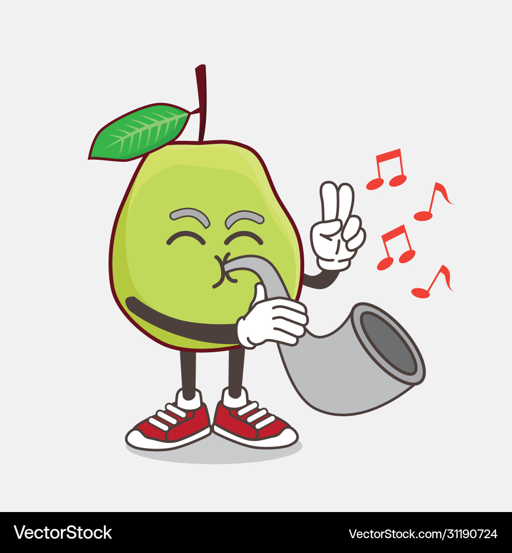 Guava fruit cartoon mascot character playing Guava fruit cartoon mascot character playing vector image