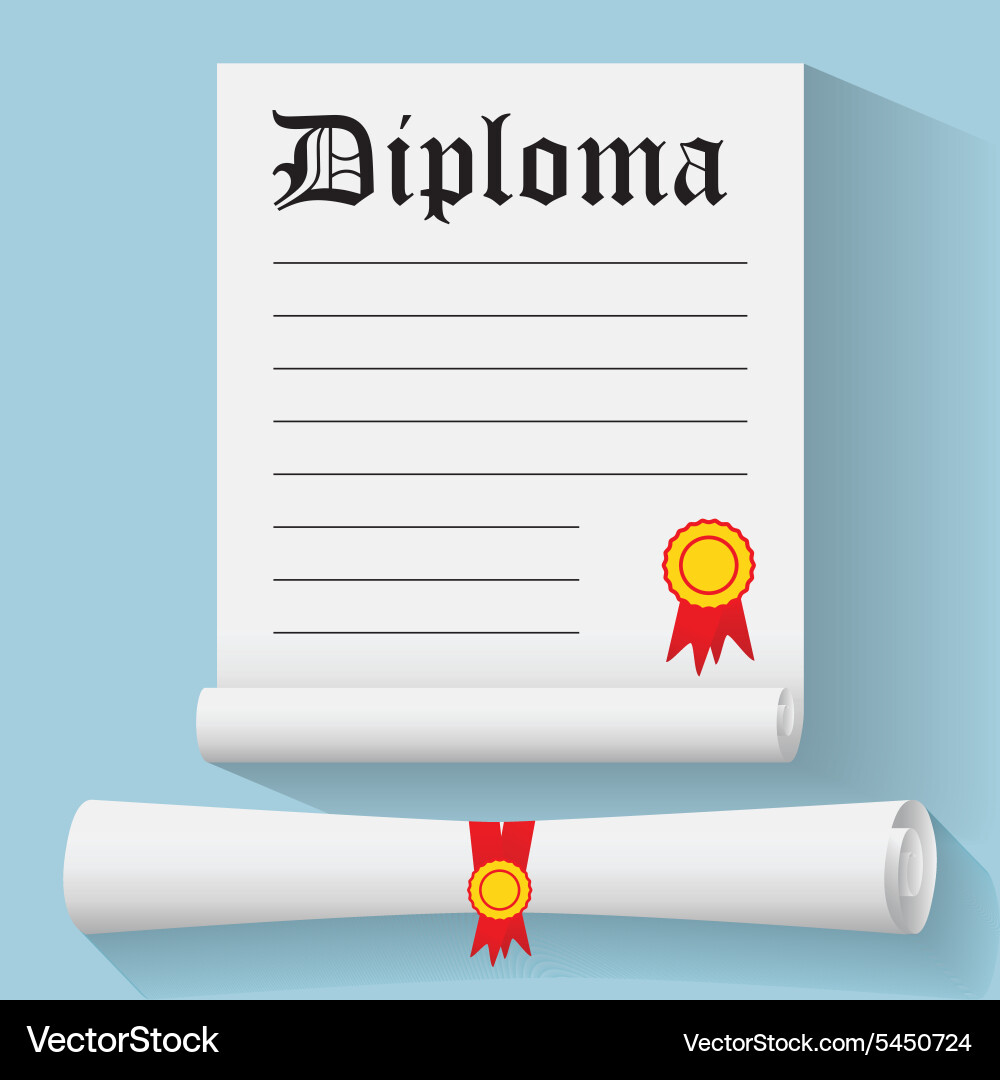 Modern Degree Scroll with Red Ribbon vector image