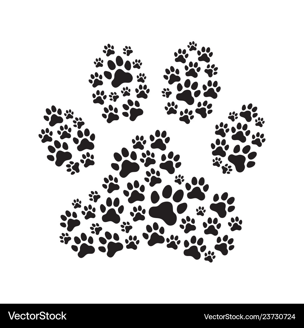 Paw print filled with prints Paw print filled with prints vector image