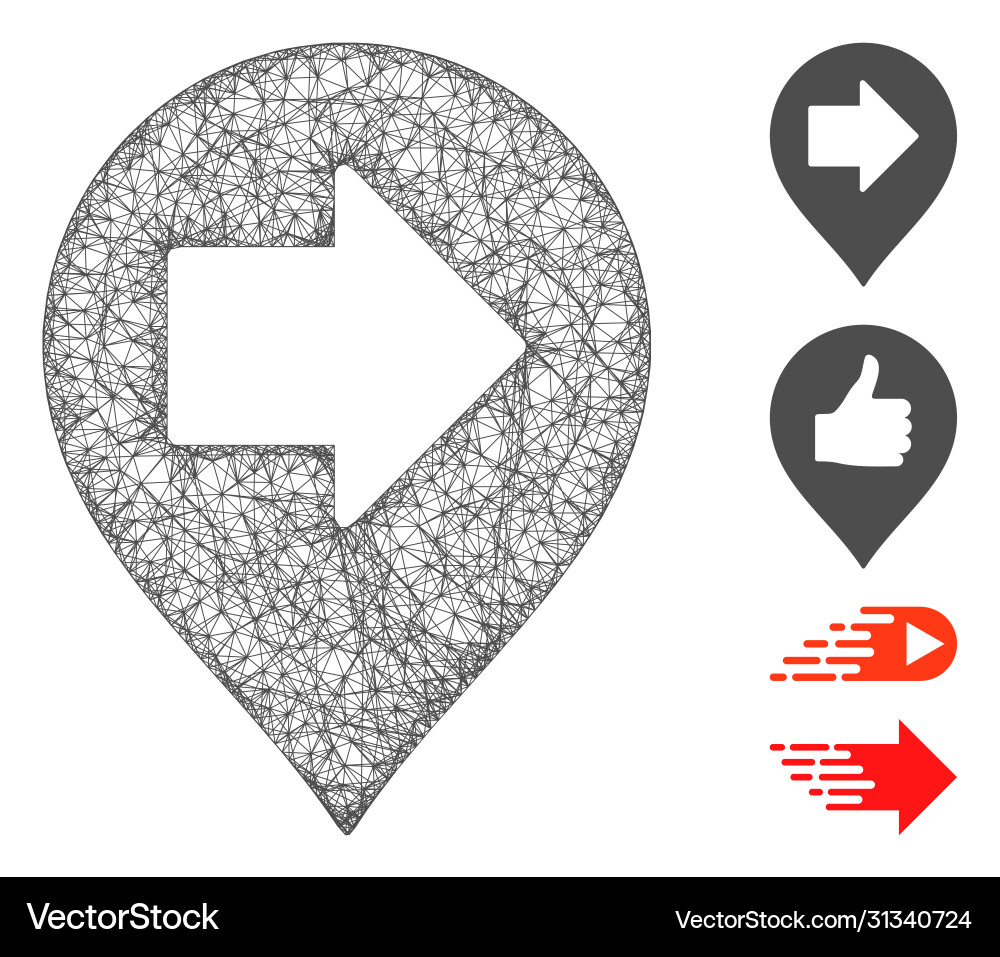 Right arrow marker web mesh Right arrow marker web mesh vector image
