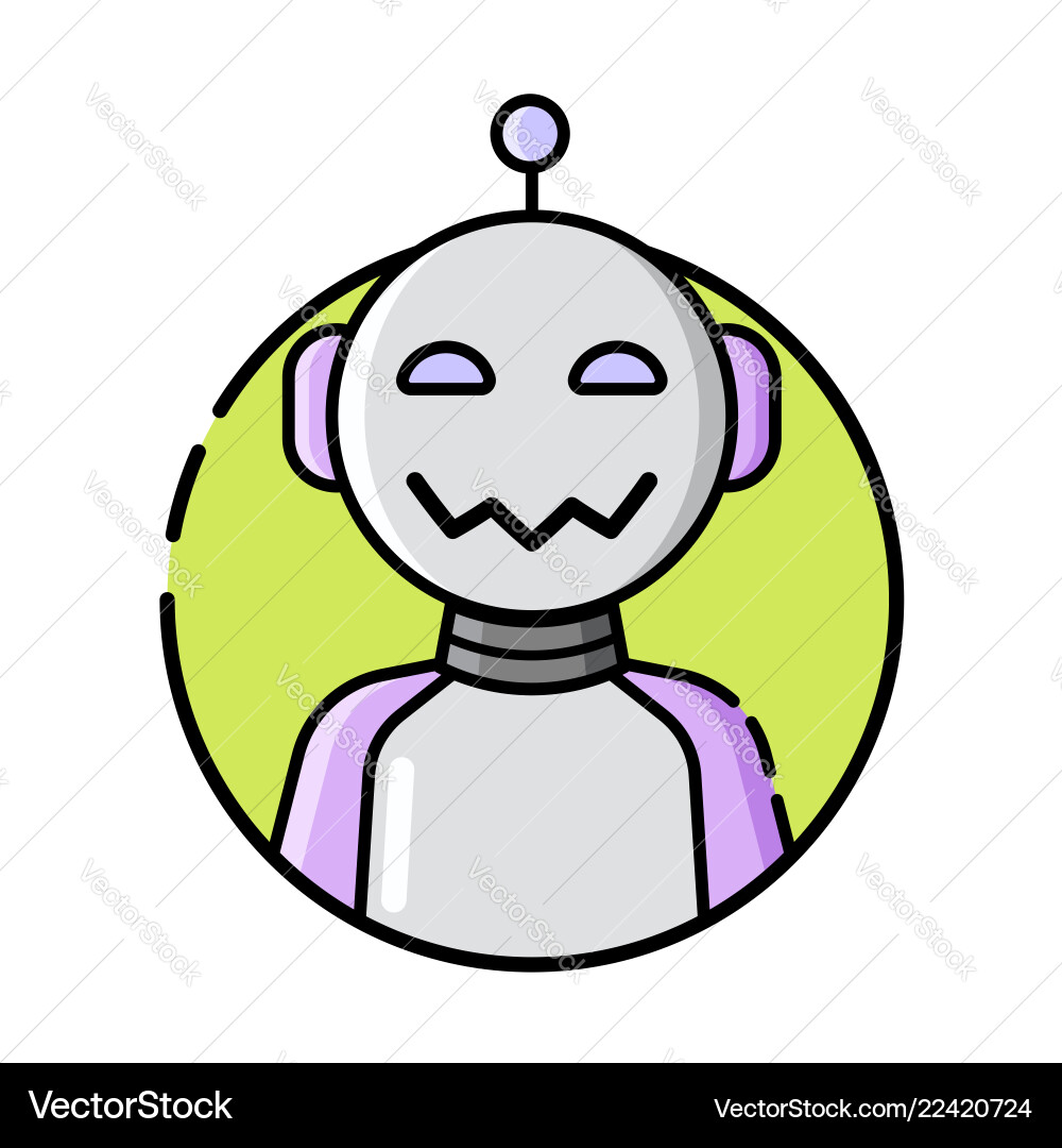 Round robot icon line style on white background Round robot icon line style on white background vector image