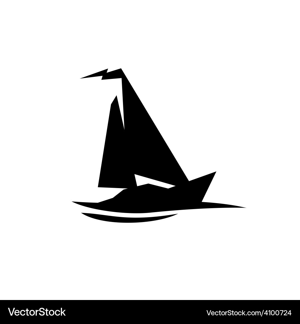 Sailing Boat Logo with Flag Vector Image