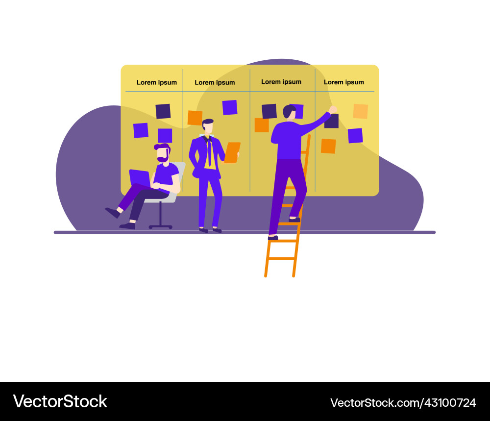Scrum agile board with flat vector image