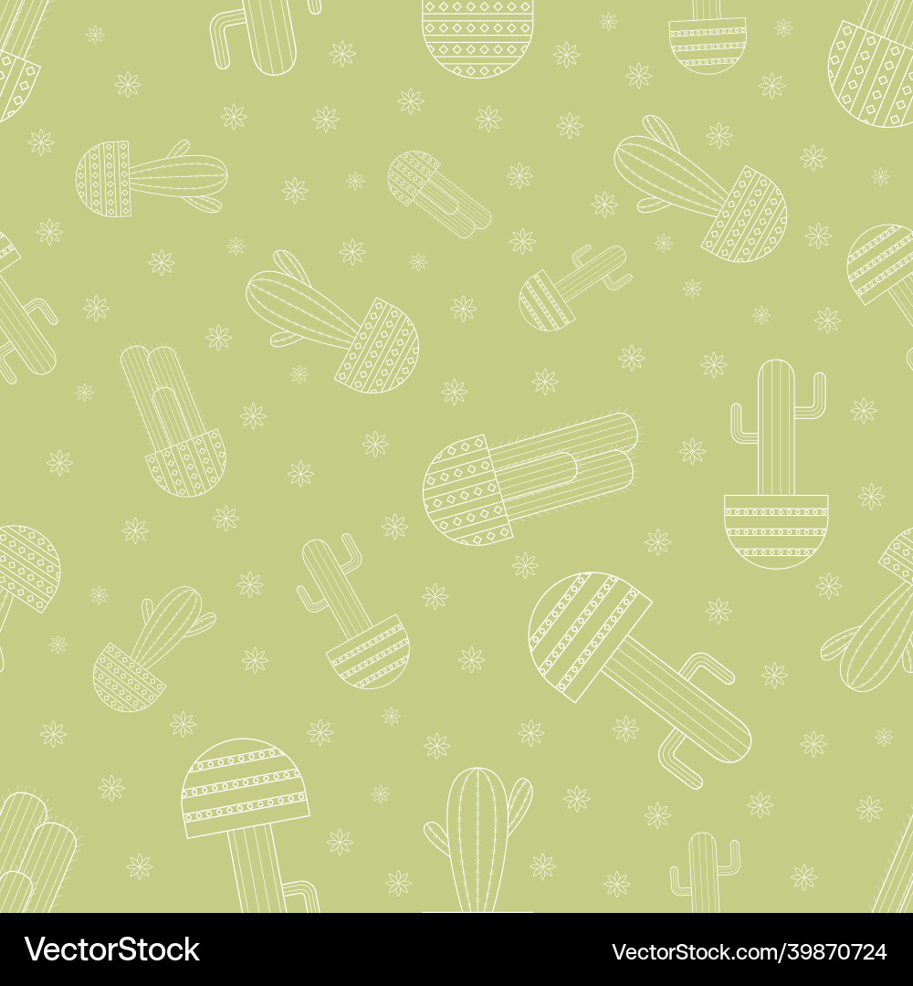 Seamless pattern with cactuses desert background Vector Image