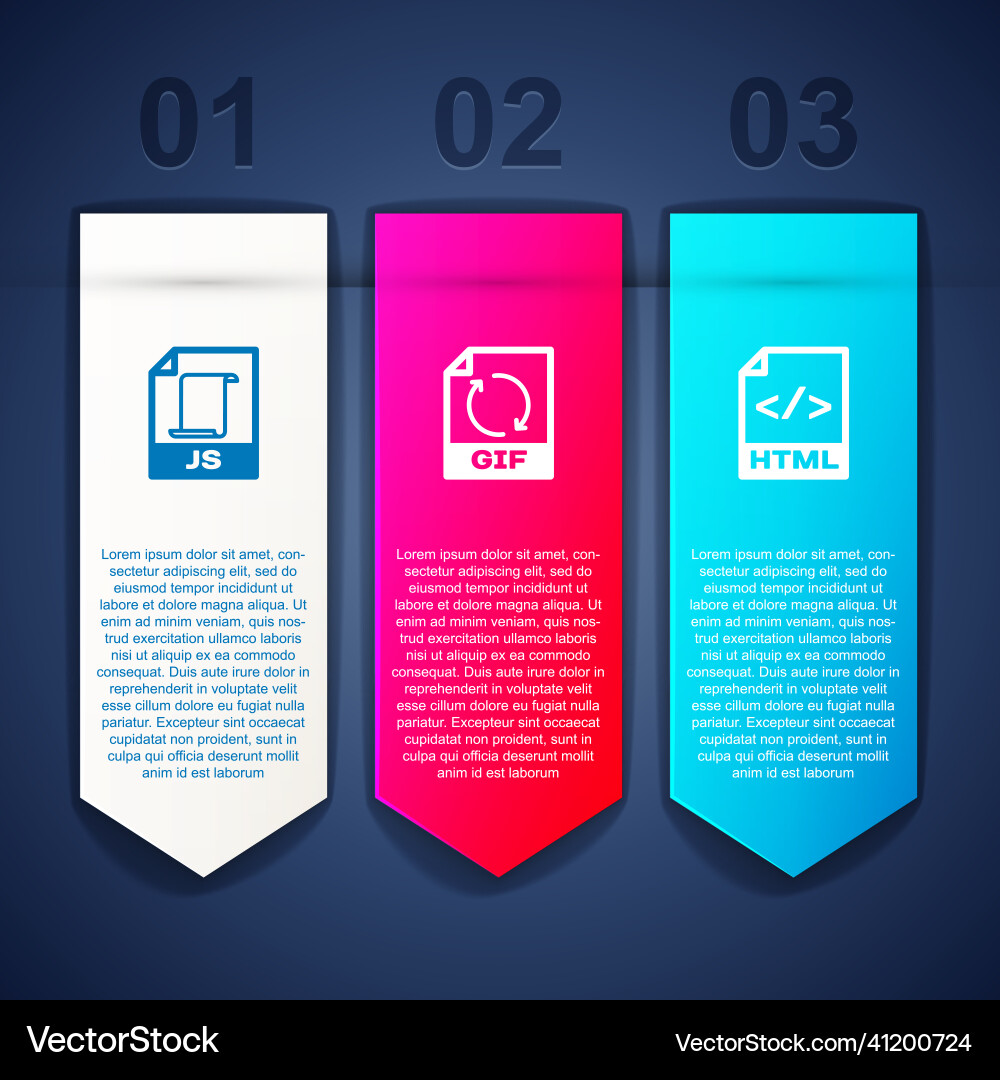 Set js file document gif and html business Set js file document gif and html business Vector Image