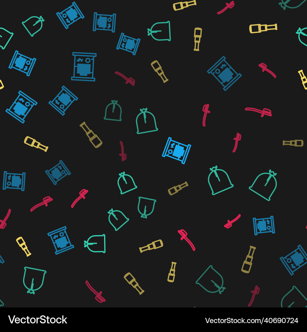 Set line decree parchment scroll pirate sack Vector Image