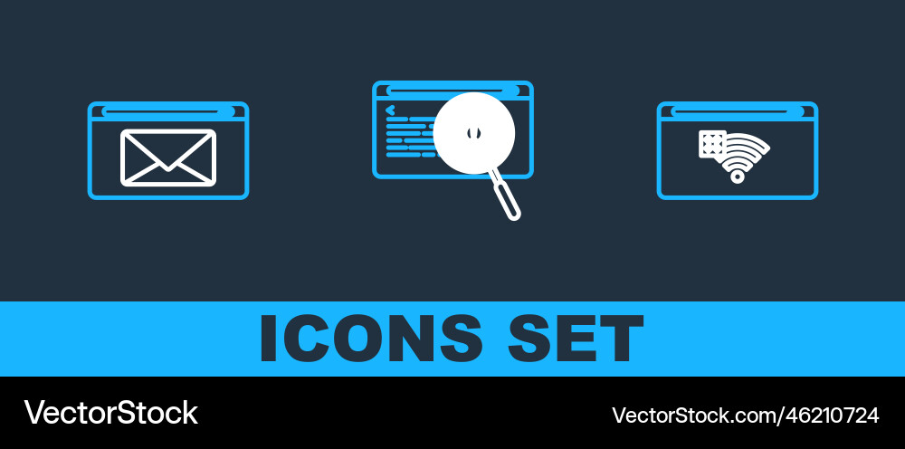 Set line no internet connection mail and e-mail Vector Image