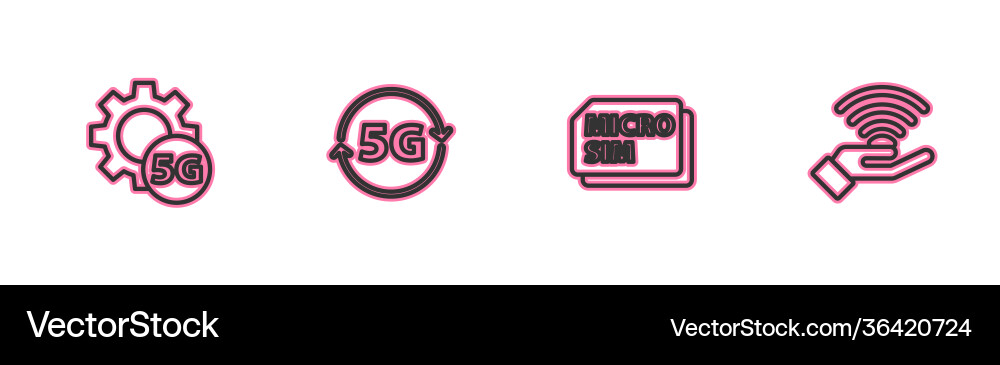 Set line setting 5g network micro sim card Set line setting 5g network micro sim card vector image