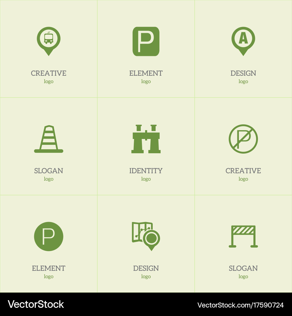 Set of 9 editable map icons includes symbols vector image