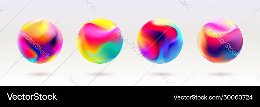 Set of fluid 3d balls iridescent colorful spheres Set of fluid 3d balls iridescent colorful spheres vector image
