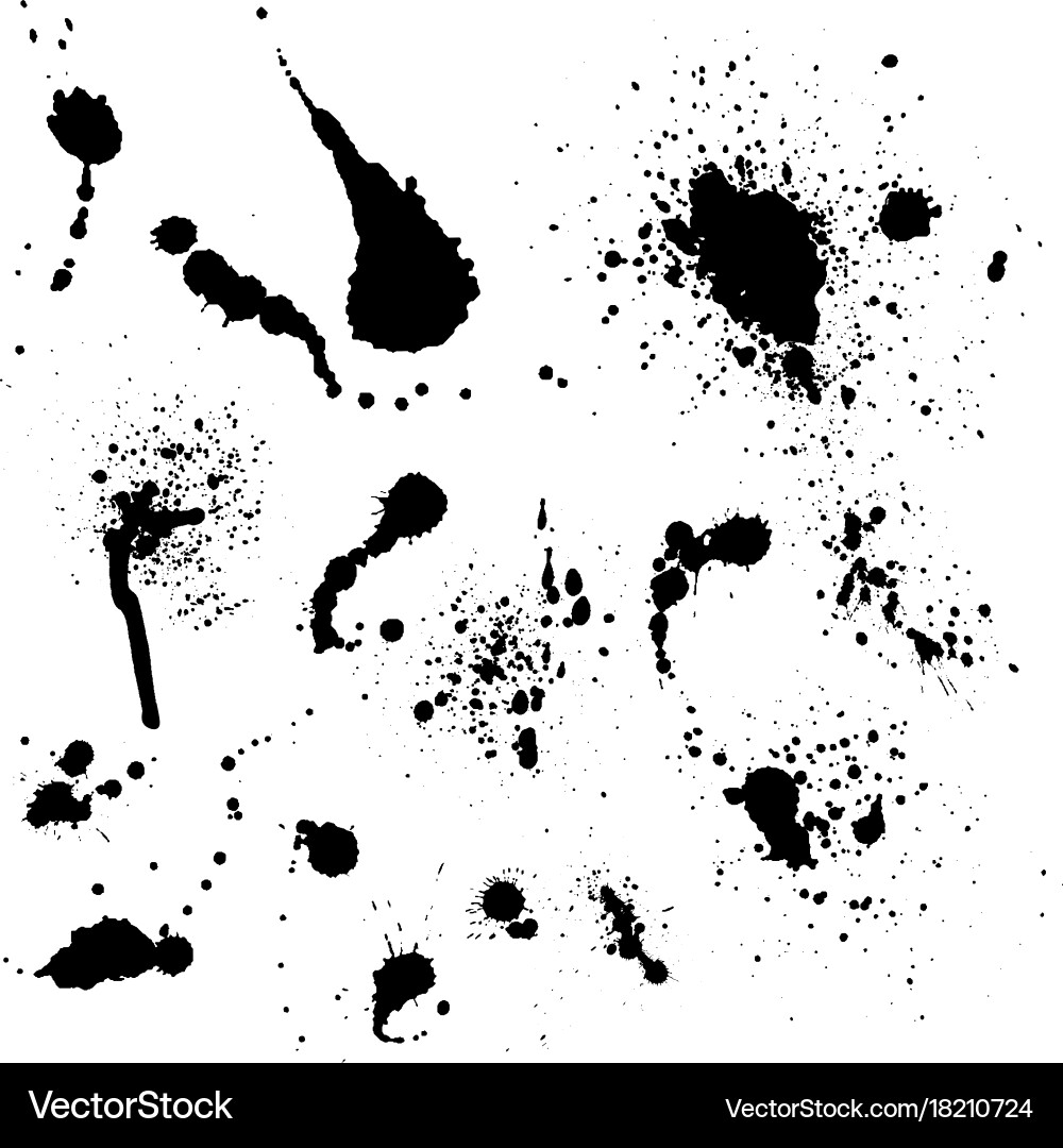 Set of ink splashes blots splatter vector image