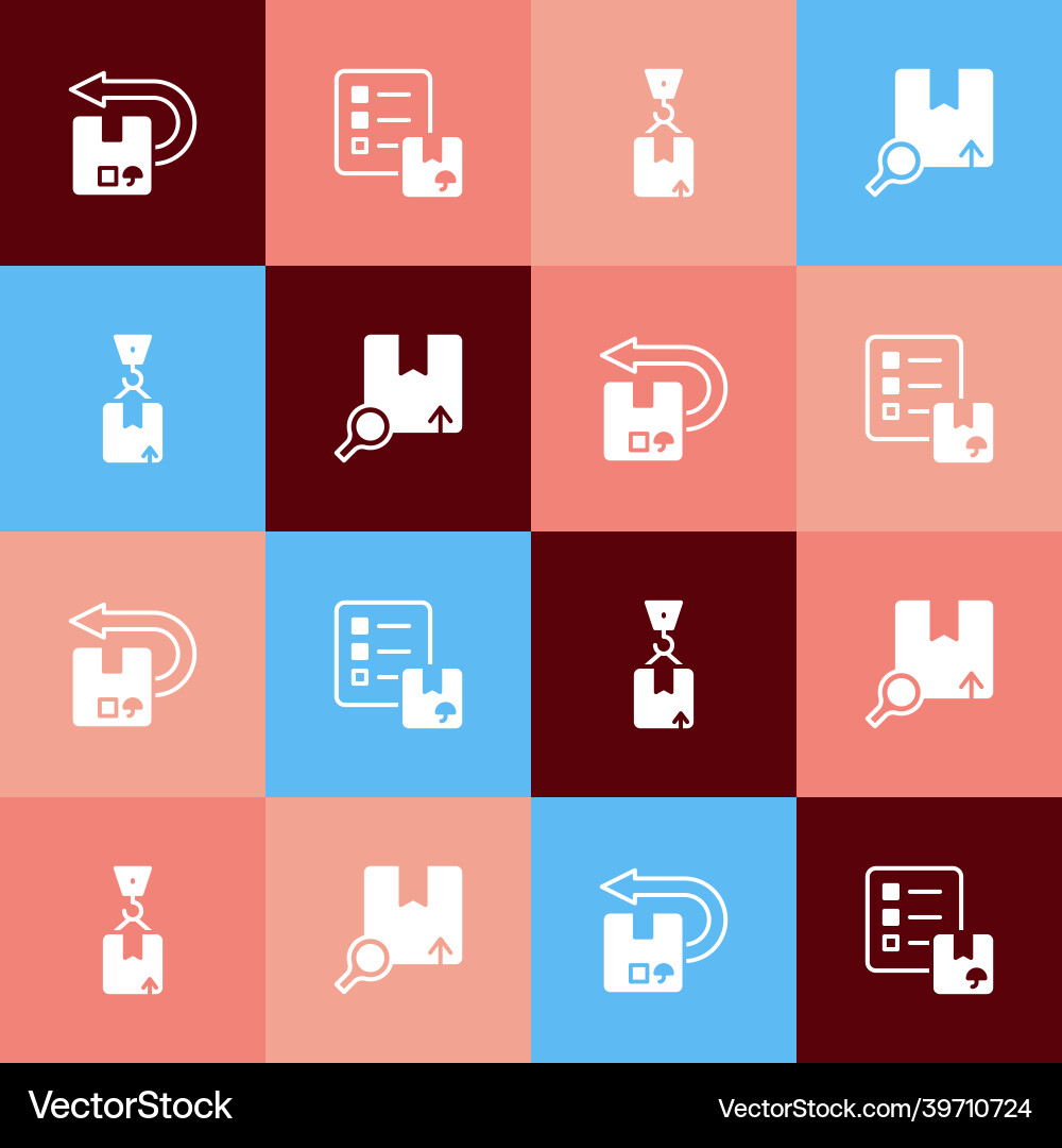 Set pop art return cardboard box verification Vector Image
