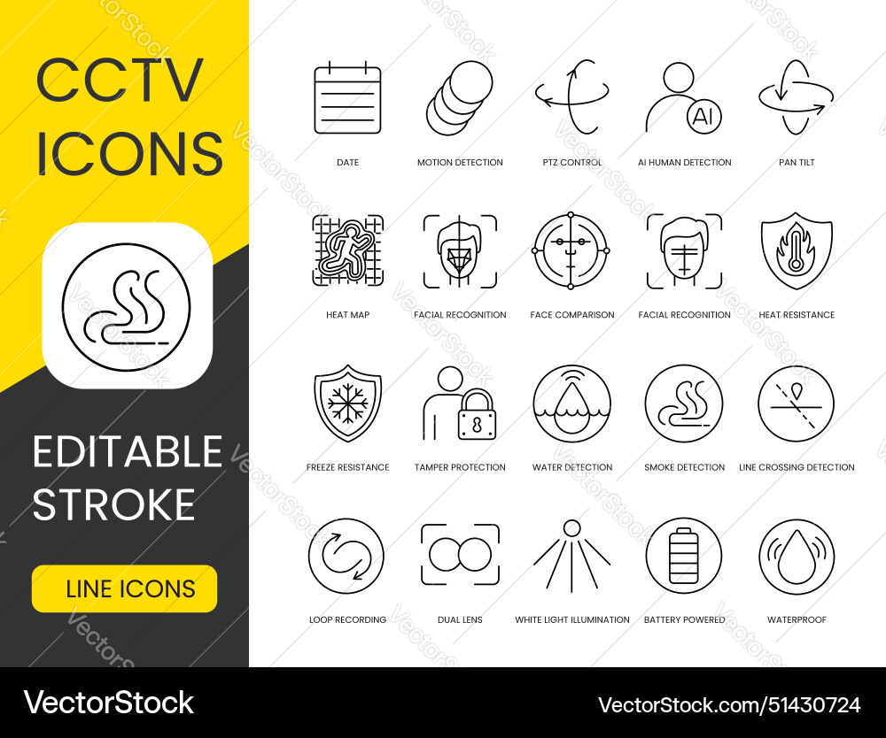 video-surveillance-set-line-icons-royalty-free-vector-image