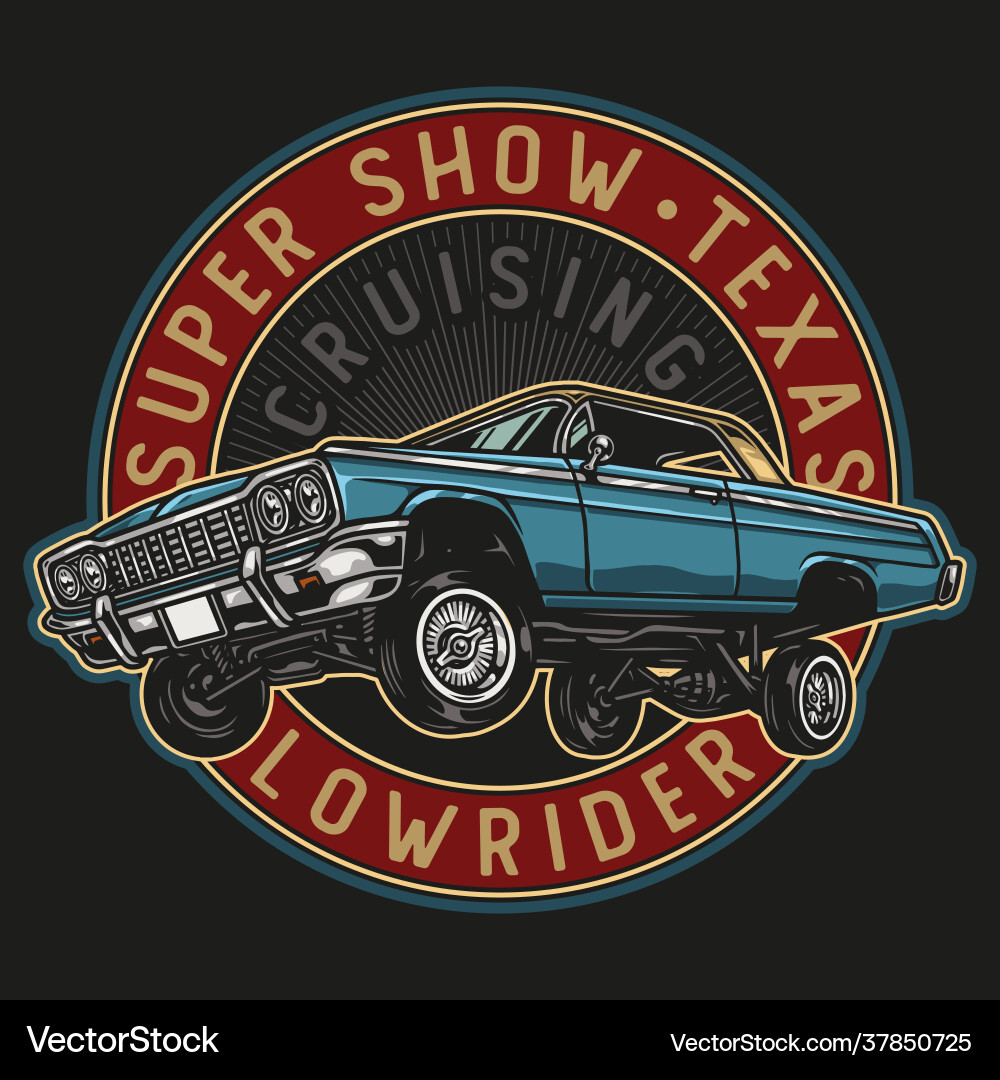 American custom car round badge American custom car round badge vector image