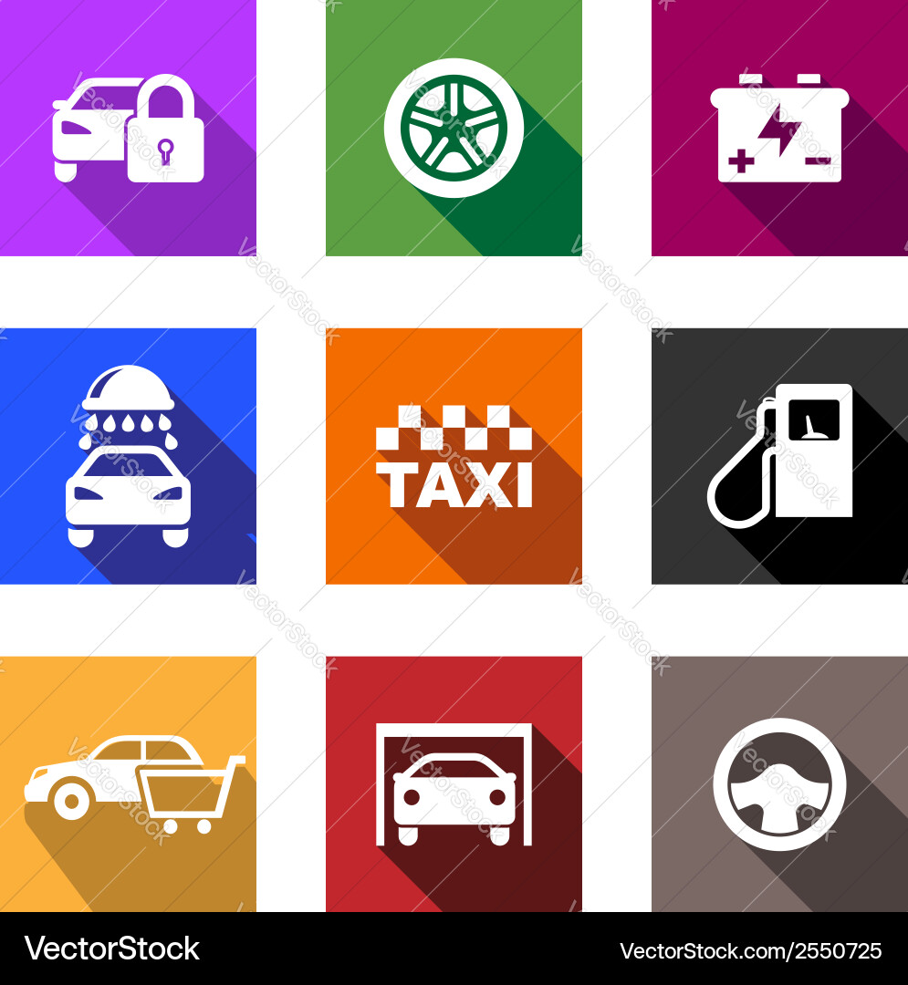 Automobile and service flat icons or web buttons vector image