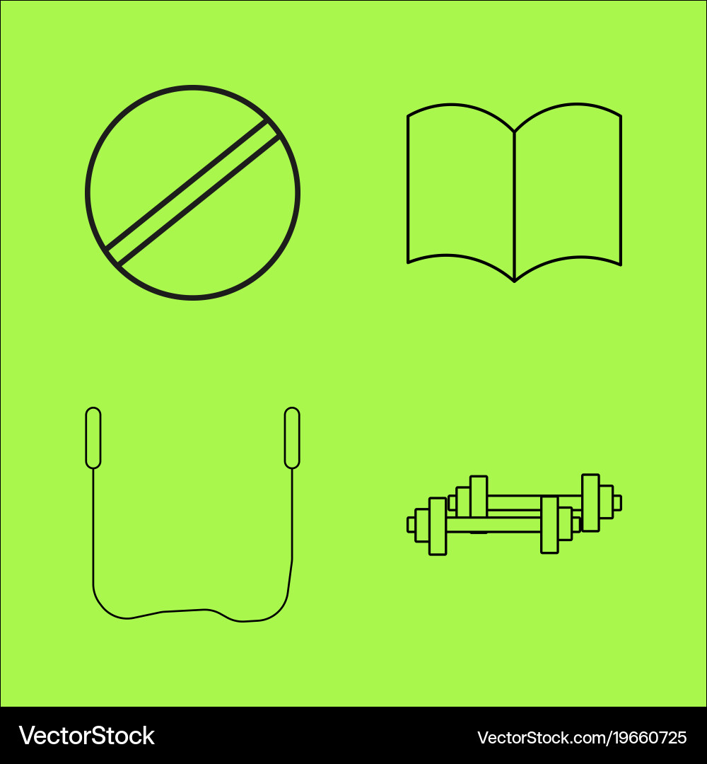 Basic content simple linear outline icon set vector image