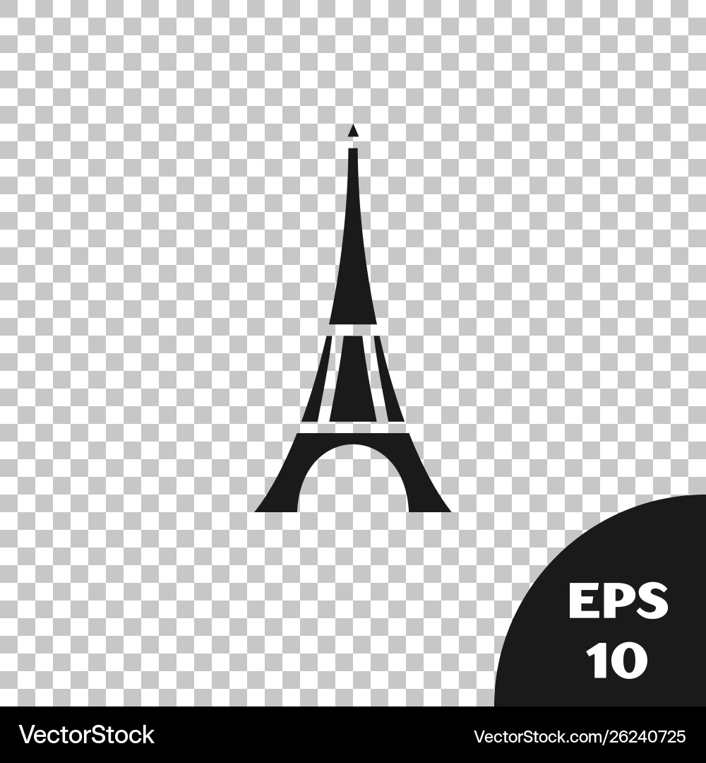 Black eiffel tower icon isolated on transparent Black eiffel tower icon isolated on transparent Vector Image