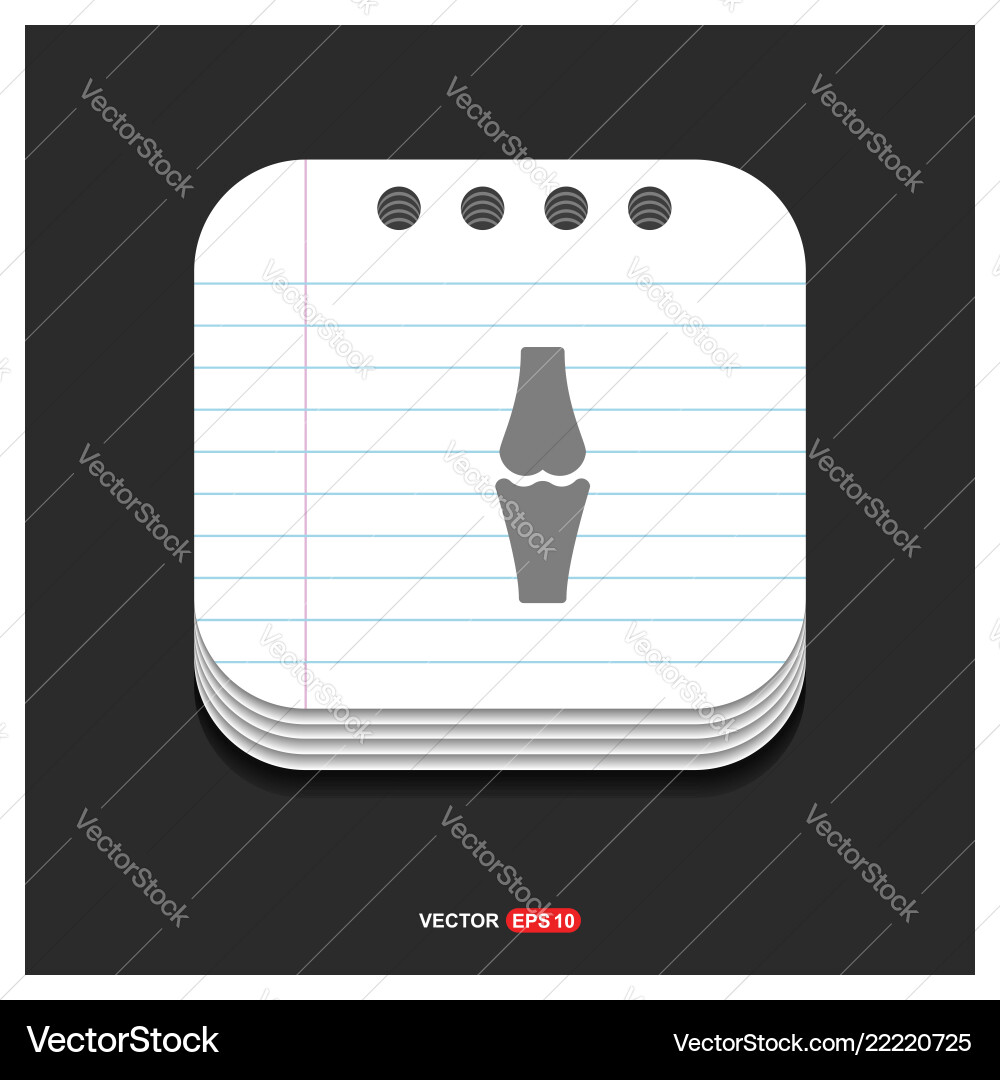 Bone icon gray on notepad style template eps vector image