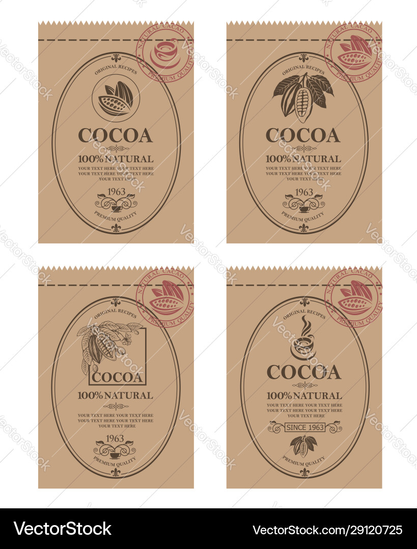 Cocoa Packaging Set - Retro Style vector image