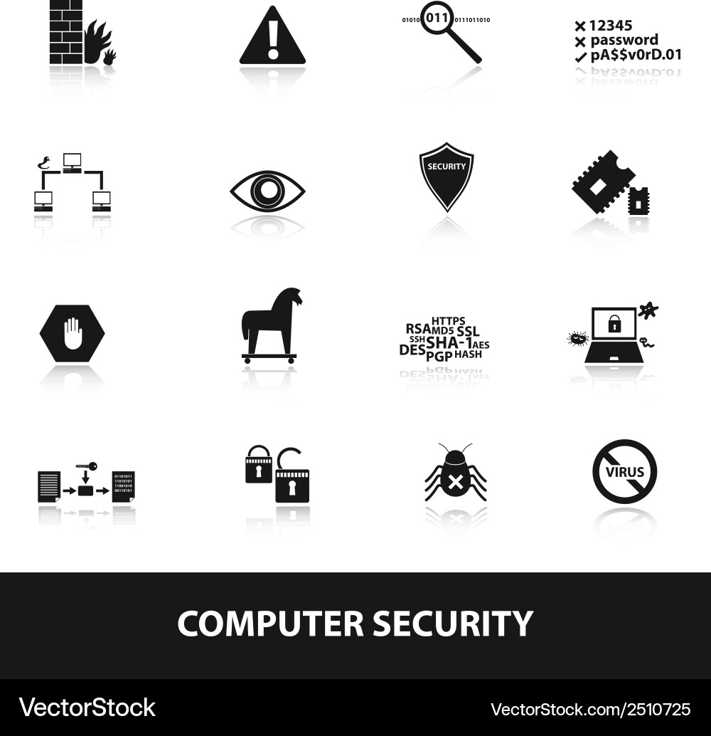 Computer Security Icons Set vector image