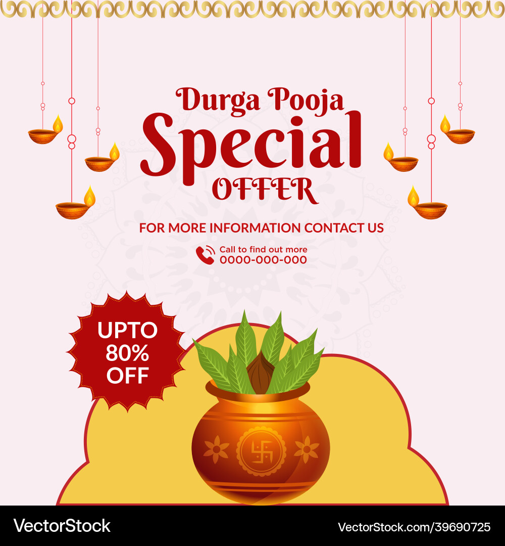 Durga pooja special offer banner design Durga pooja special offer banner design vector image