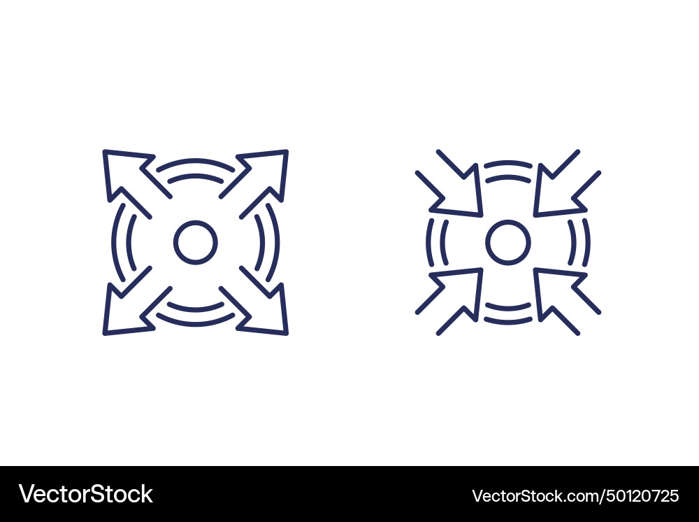 Expand, Extend & Reduce Line Icons vector image