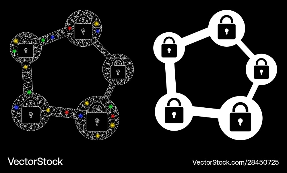 Flare mesh wire frame blockchain network icon Flare mesh wire frame blockchain network icon Vector Image