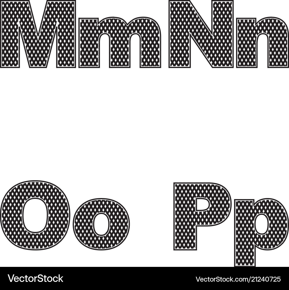 Four letters m n o p large and small a simple Four letters m n o p large and small a simple vector image