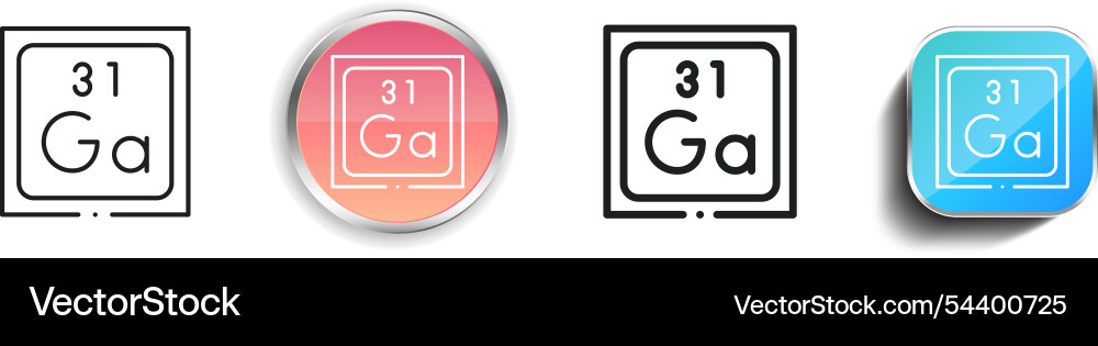 Gallium icon thin linear regular and button style Gallium icon thin linear regular and button style vector image
