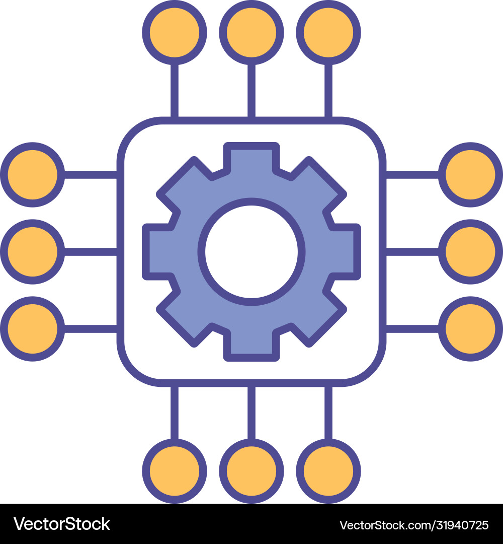 Gear with circuit line and fill style icon Vector Image