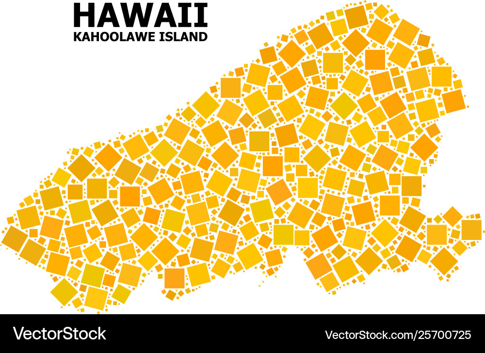 Gold rotated square pattern map kahoolawe vector image