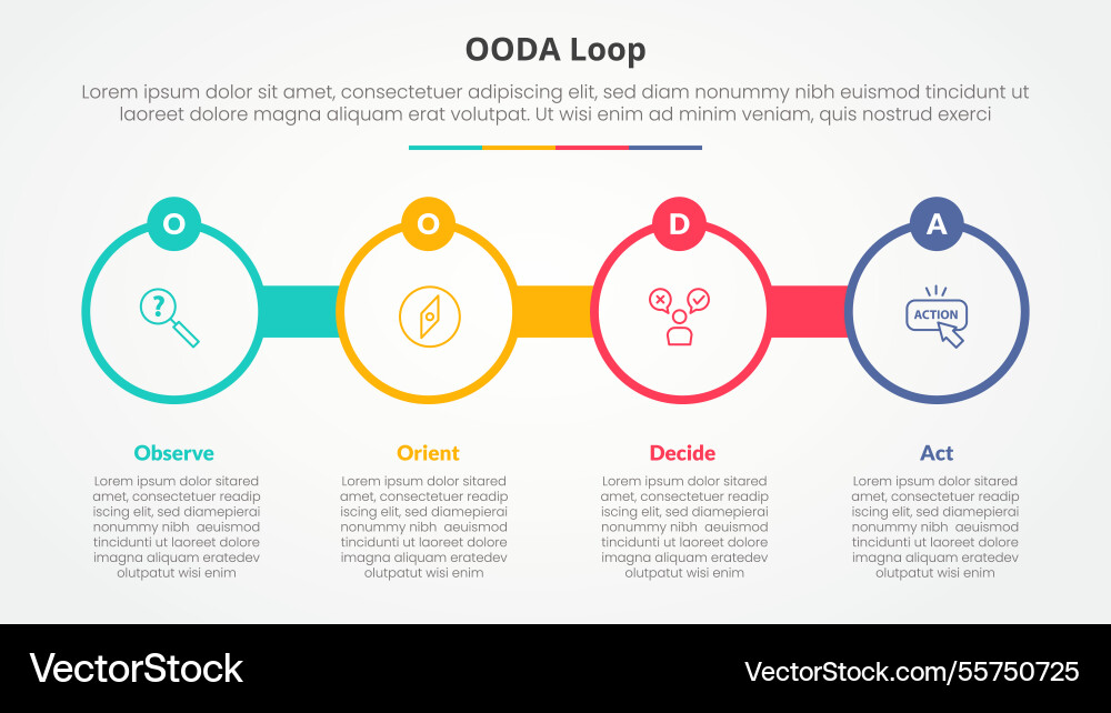 Ooda loop infographic concept for slide vector image