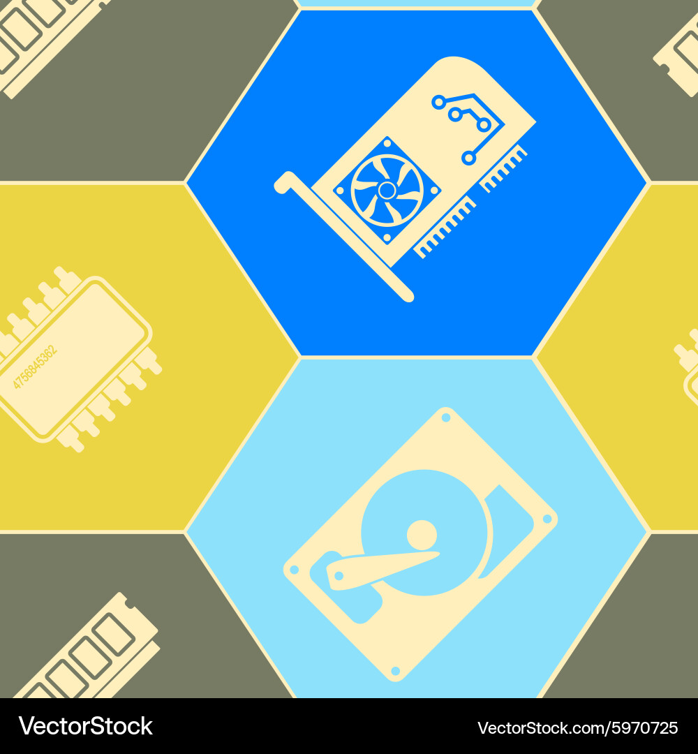 Seamless background with computer hardware vector image