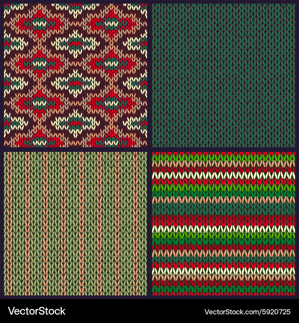 Seamless knitted pattern set Vector Image