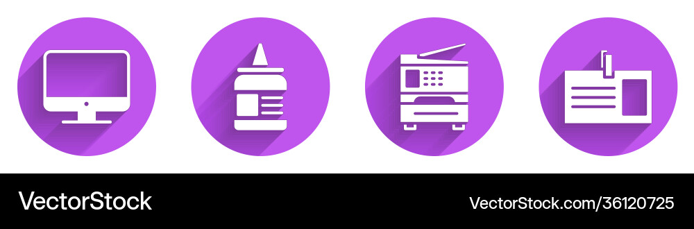 Set computer monitor screen glue printer Set computer monitor screen glue printer vector image