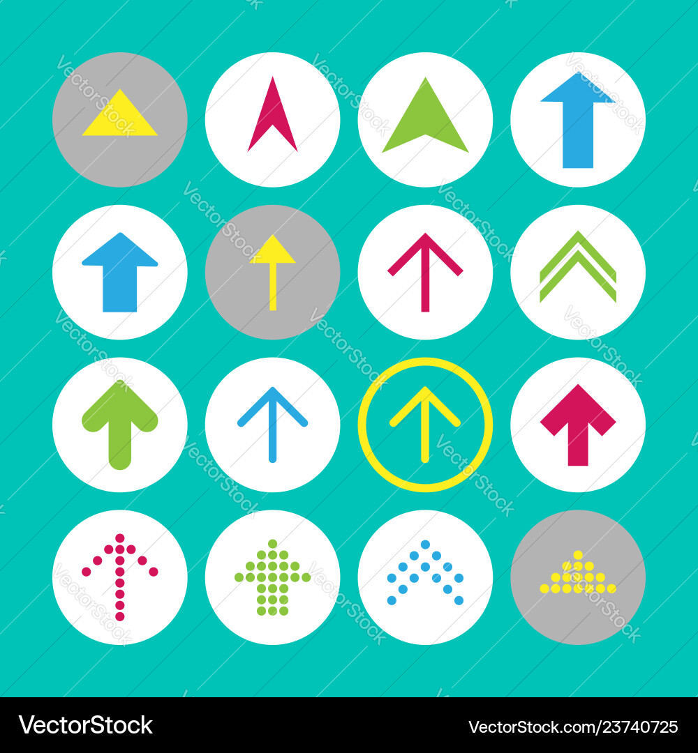 Set of 16 up arrow icons buttons Set of 16 up arrow icons buttons vector image