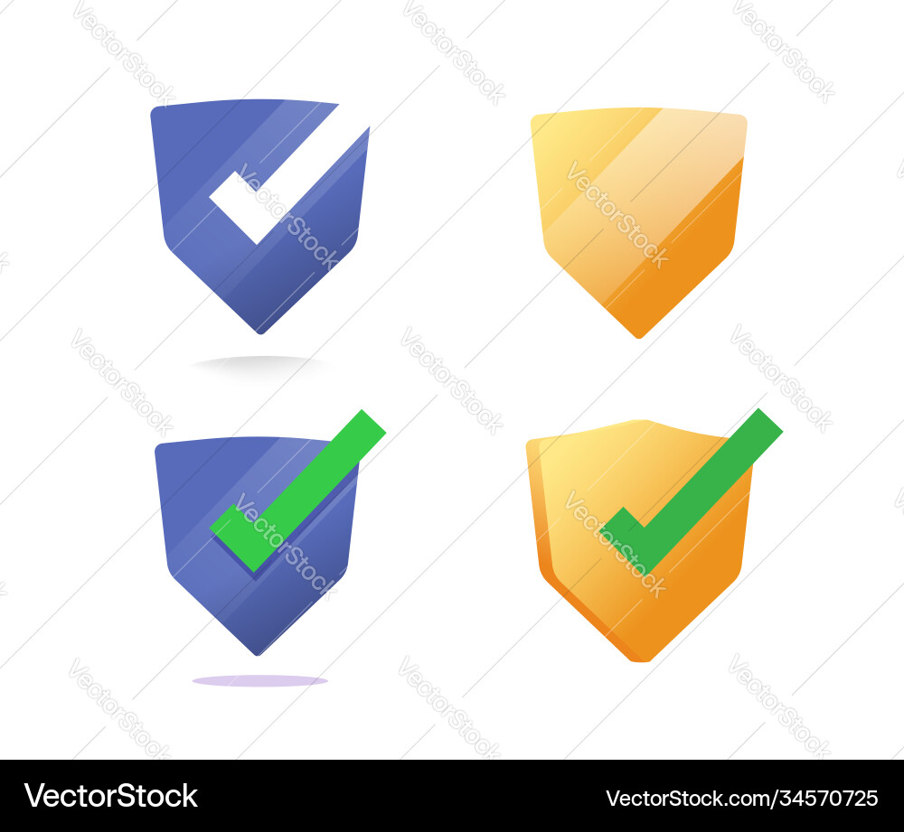 Shield icons set with check mark security Shield icons set with check mark security vector image