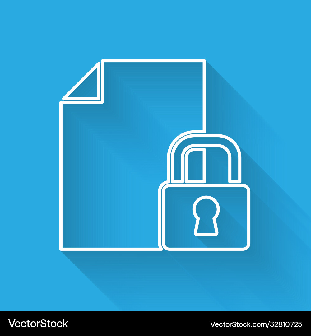White line document and lock icon isolated White line document and lock icon isolated vector image